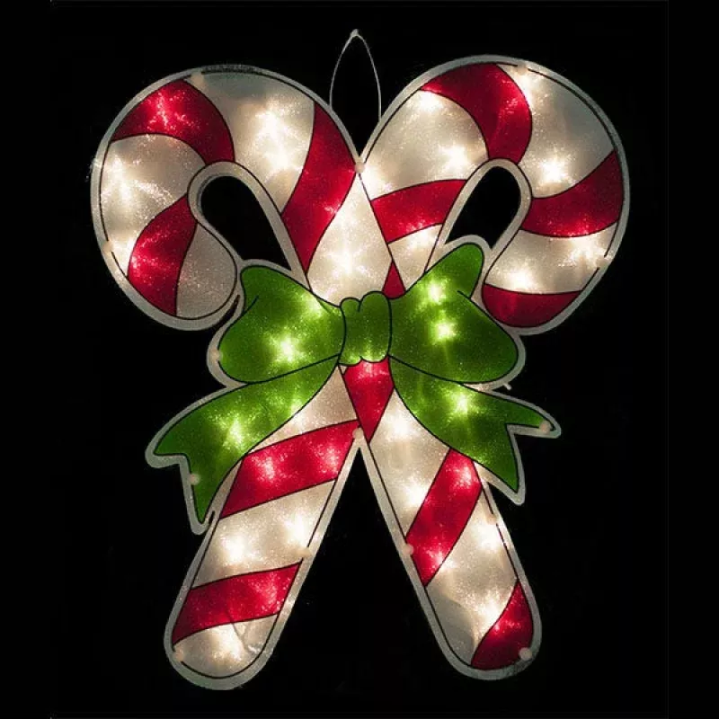 18″ Glazed Double Candy Cane Window Plaque
