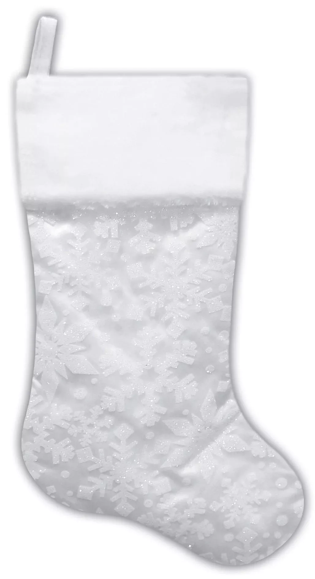 20.5″ White & Silver Glitter Snowflake Christmas Stocking
