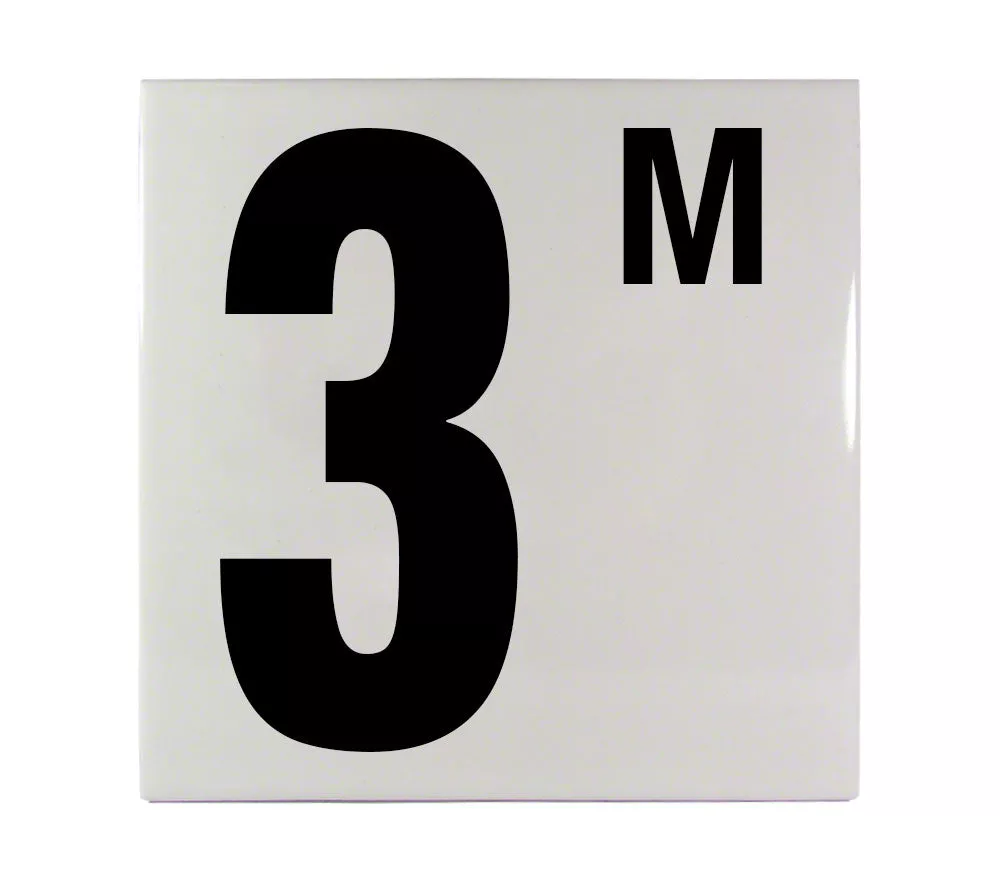 3M Metric Ceramic Smooth Tile Depth Marker 6 Inch x 6 Inch with 5 Inch Lettering