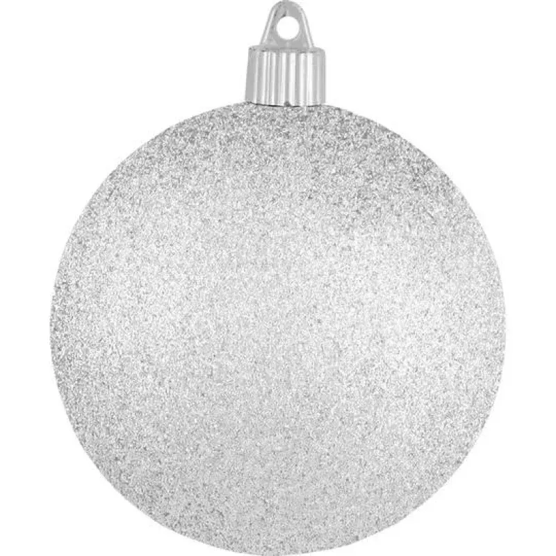 4″ Shatterproof Silver Glitter Ball Ornament