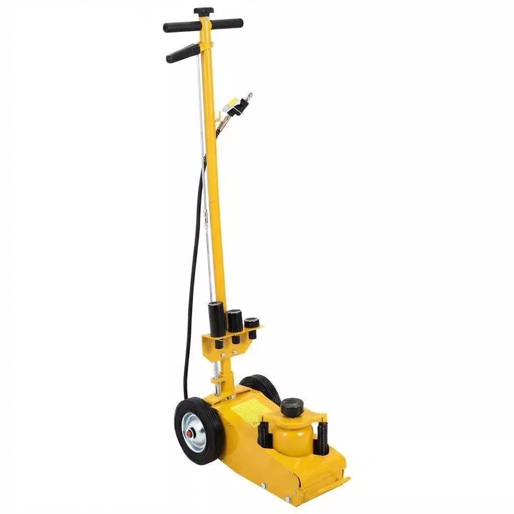 Air Hydraulic Floor Jack, 30 Ton (66,000 lb) Heavy Duty Truck & Tractor Jack – Low Profile 9 in Lift Range 9-17.7 in – Dual Power Air/Manual – 46 in Adjustable Handle – 4 Adapters – MR8021 Yellow, 22T External Circulation Pneumatic Service Top