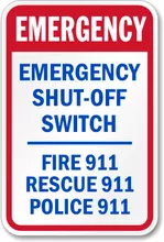 Emergency Shut-Off Switch Sign 5″ x 7″ Aluminum