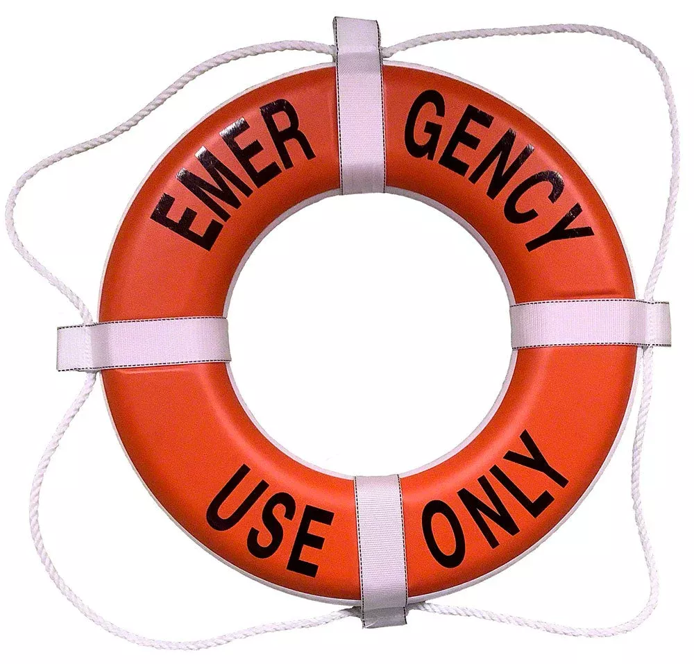 Emergency Use Only USCG Solid Foam 20 Inch Life Ring Buoy – Orange