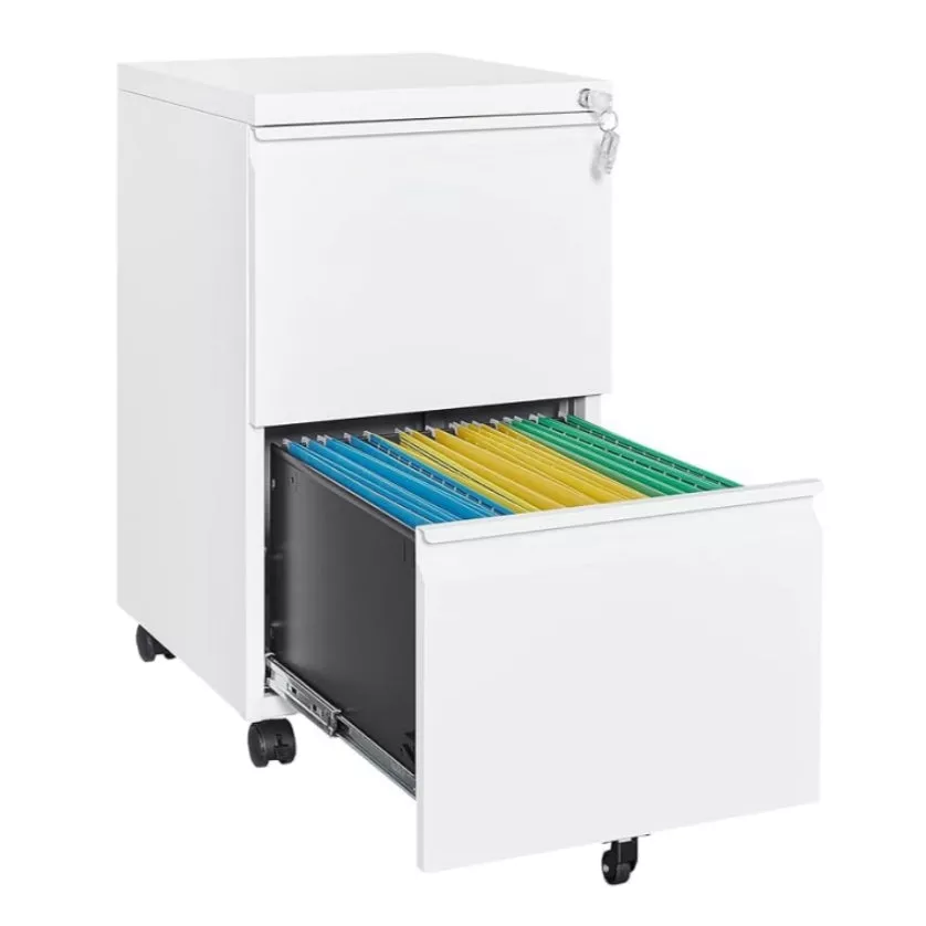 File Cabinet 2-Drawer Lateral with Lock Rolling Metal Filing Cabinet for Office Letter Legal Files Under Desk Storage Black