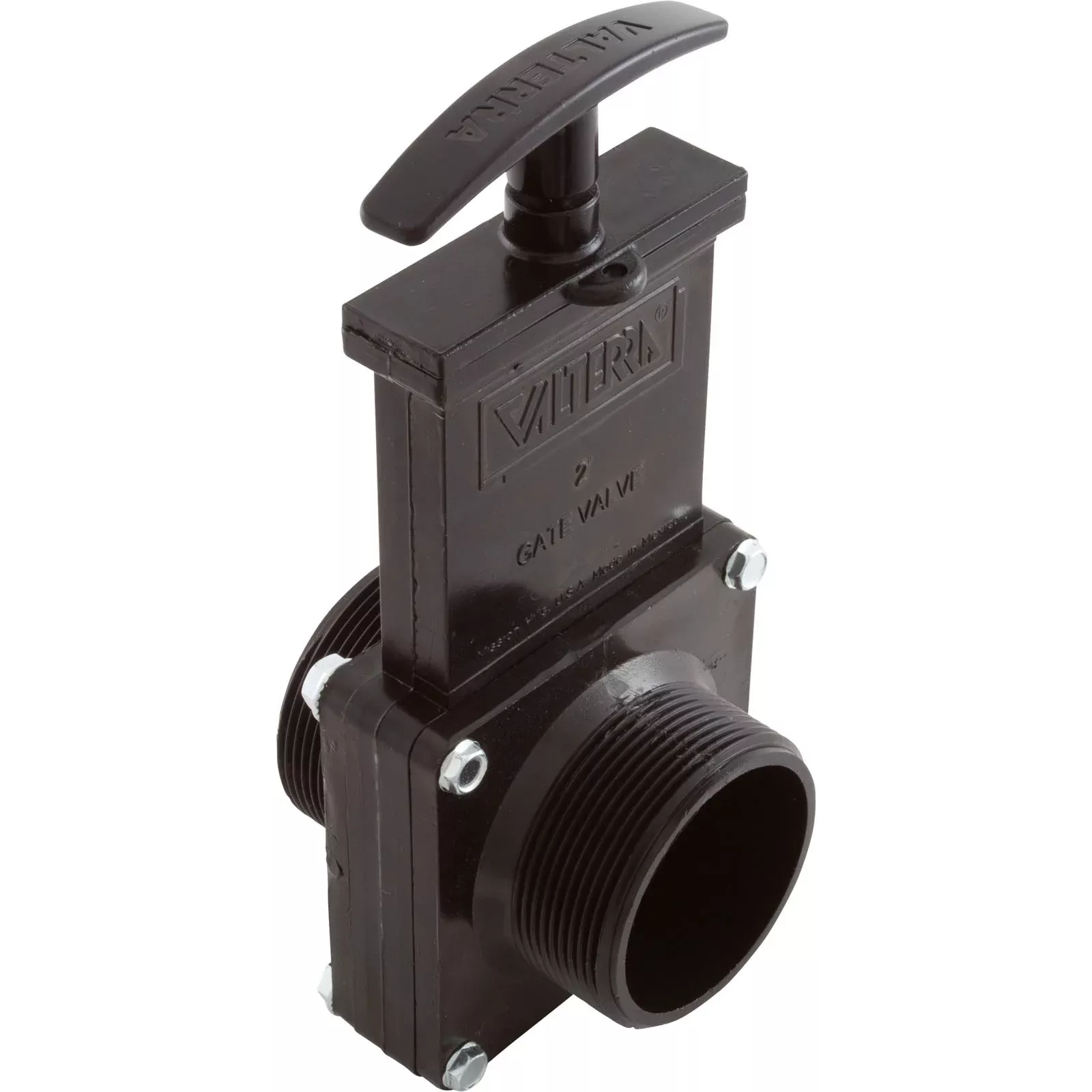 Gate Valve, 3 pc, Valterra, 2"mpt x 2"mpt, 40psi, Black : 7204