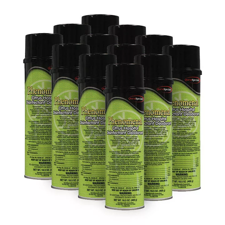Hospeco Citrus Phenomenal Disinfectant Spray (16.5 oz Aerosol Cans)Case of 12