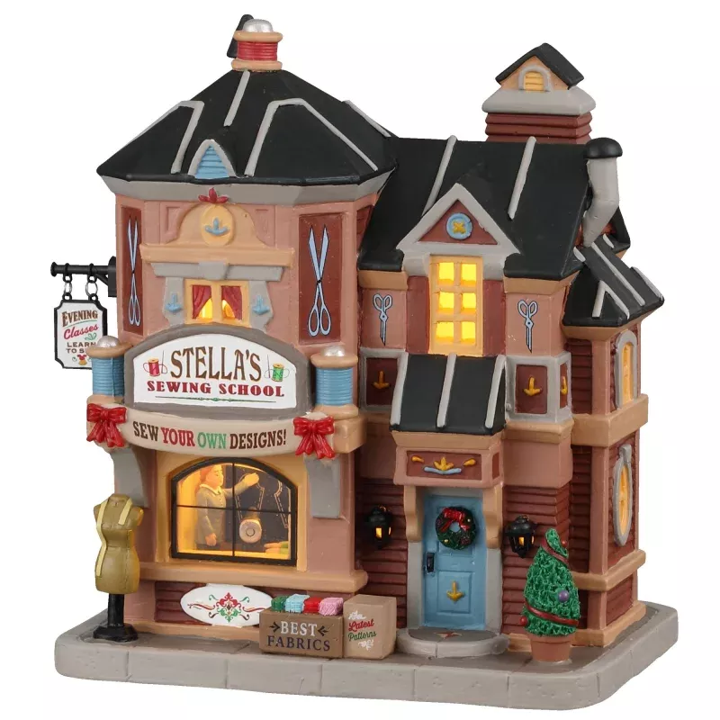 Lemax Harvest Crossing Lighted Building: Stella’s Sewing School #05633