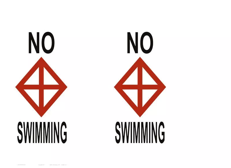 No Swimming Regulatory Buoy Label – 33 x 24 Inches on Adhesive Vinyl