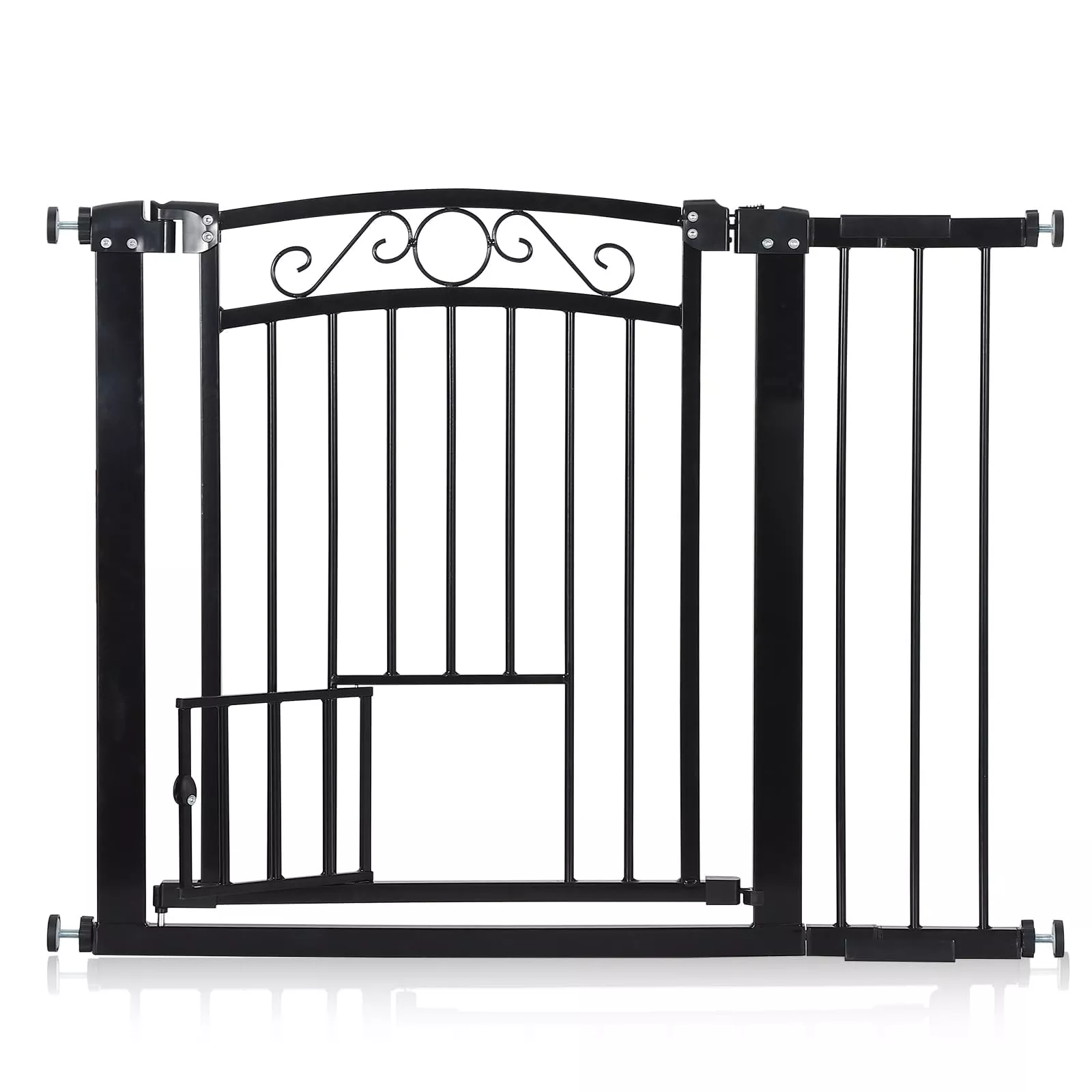 Pet Safety Gate Pressure Mount Dog Gate Double Lock Auto Close Solid Steel Adjustable 30-41 Inch Indoor Doorway Hallway Stair Barrier