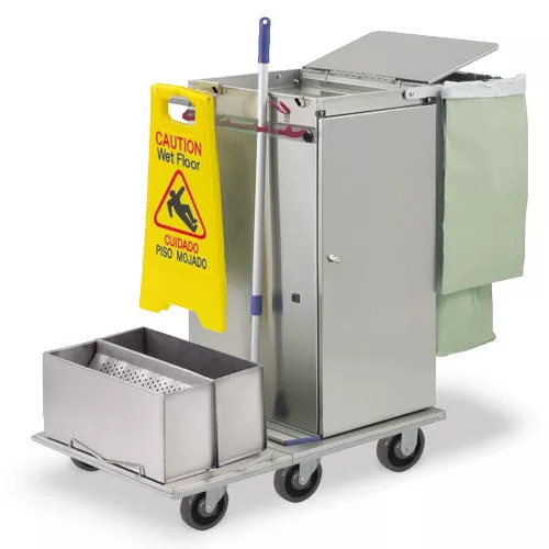 Stainless Steel Standard Folding Microfiber Cart with Double Microfiber Tubs